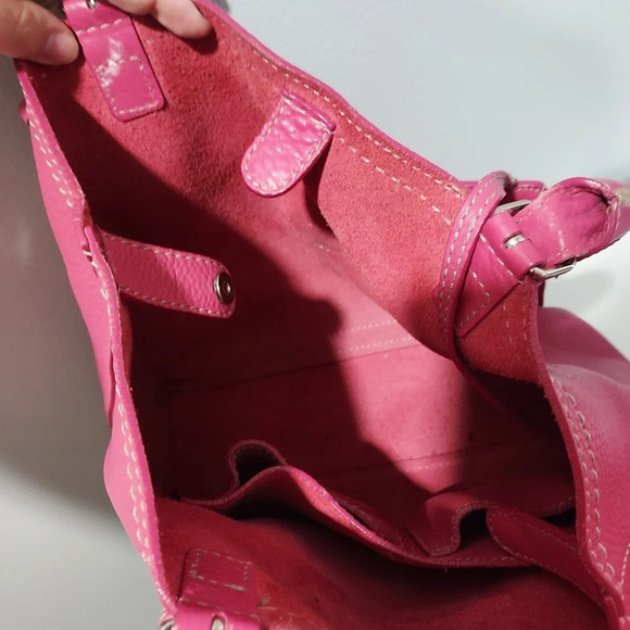 Cole Hann Raleigh Raspberry Pink Soft Pebbled Leather Shoulder Bag - Picture 12 of 13